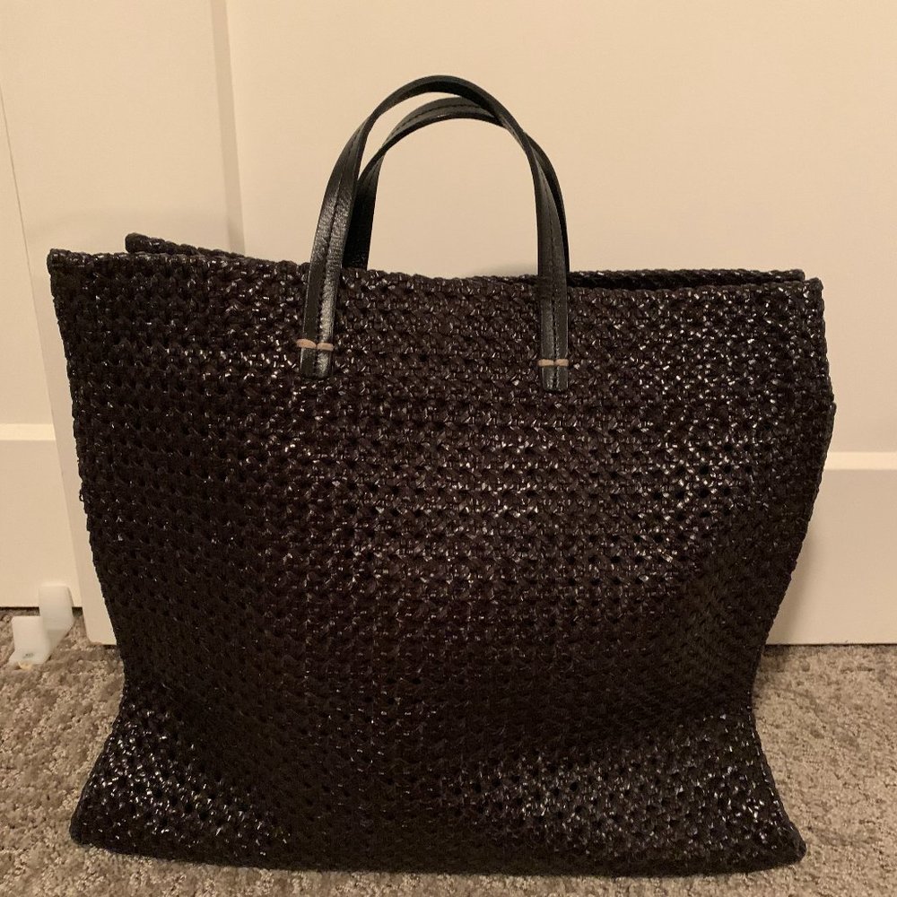 Clare V Simple Tote in Black Rattan